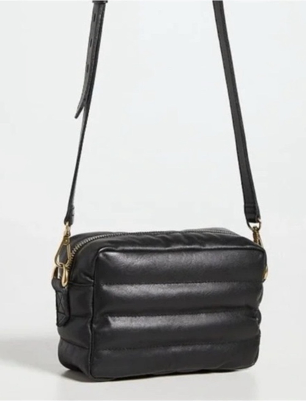 Madewell Quilted Leather Crossbody Bag in Black with Gold Hardware